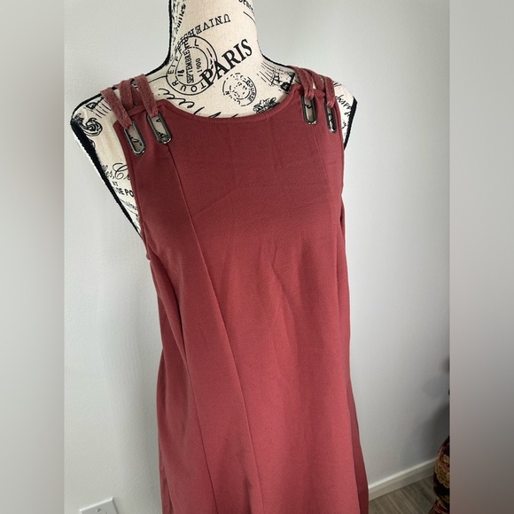 Free People Baby Love Trapeze Rust Mini Swing Dress Womens Medium Back Cut Out - Picture 5 of 10